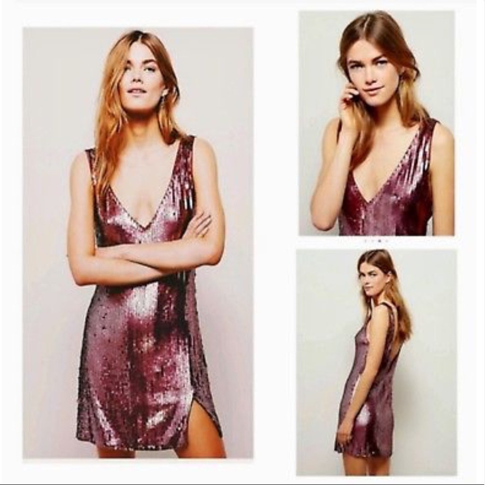 FREE PEOPLE ( SMALL ) Sexy In Sequins Slip Dress